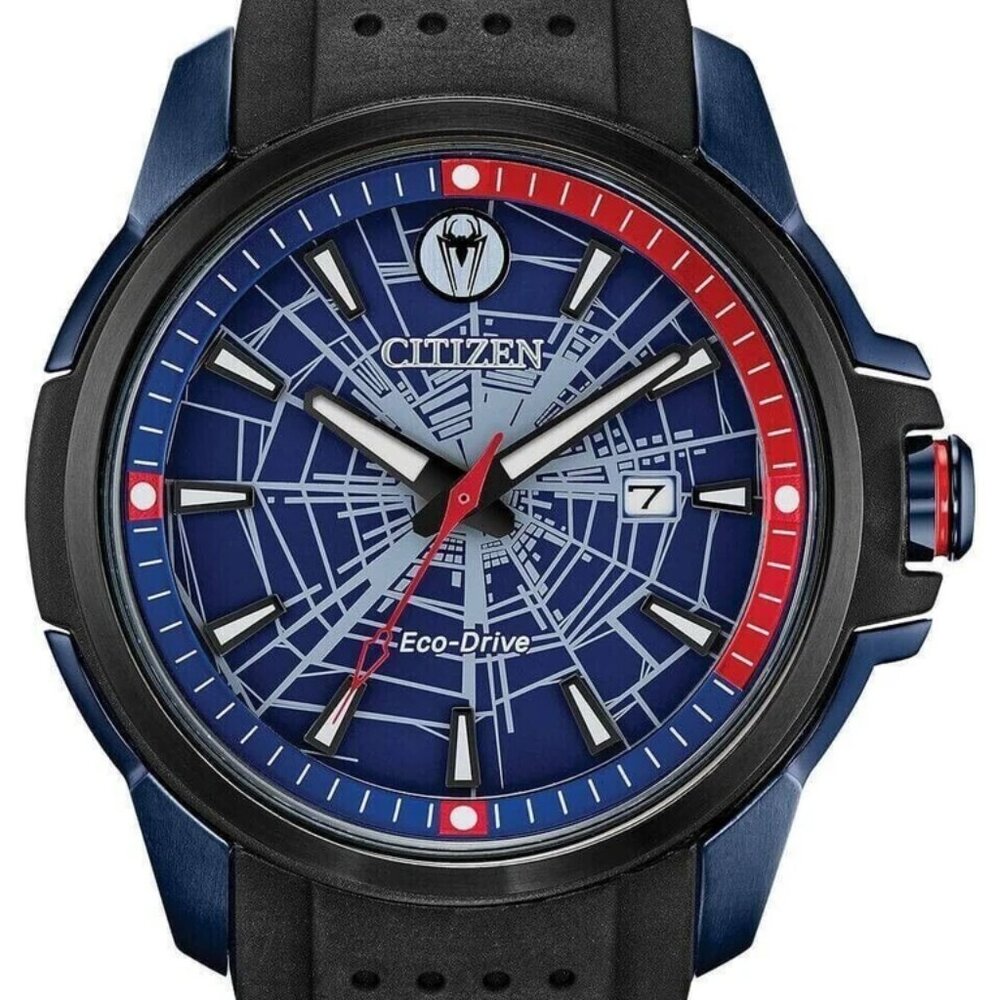 Collectors !! Citizen Marvel Spider-Man Watch ECO drive no battery needed 44mm